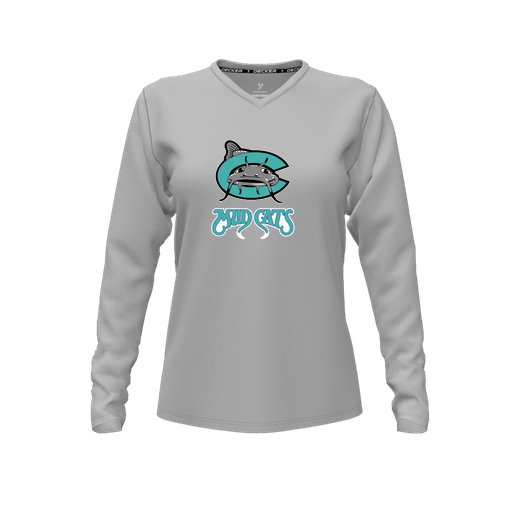 [CUS-DFW-TEES-CMF-VNK-LSL-GRY-FYXS-LOGO1] Decker Comfort T-Shirt (Female Youth XS, Gray, V Neck, Logo 1, Long Sleeve)