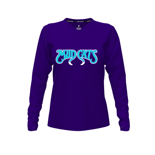 [CUS-DFW-TEES-CMF-VNK-LSL-PUR-FYXS-LOGO2] Decker Comfort T-Shirt (Female Youth XS, Purple, V Neck, Logo 2, Long Sleeve)