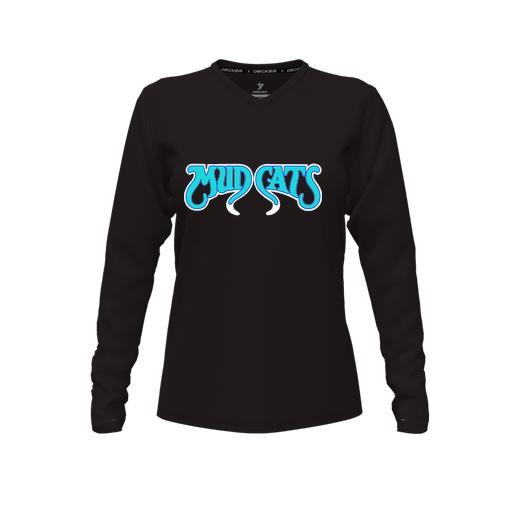 [FTLVPTBK-FYXS-LOGO2] Decker Performance T-Shirt (Female Youth XS, Black, V Neck, Logo 2, Long Sleeve)