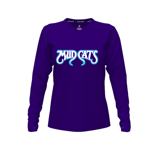 [CUS-DFW-TEES-PER-VNK-LSL-PUR-FYXS-LOGO3] Decker Performance T-Shirt (Female Youth XS, Purple, V Neck, Logo 3, Long Sleeve)