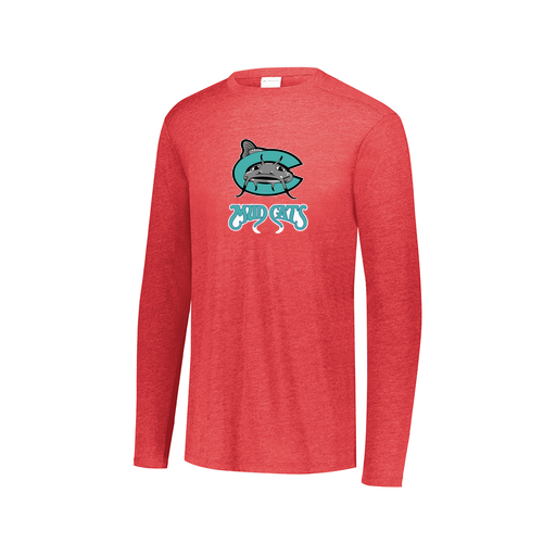 [FTLCUBRD-AXS-LOGO1] Decker Men's Tri-Blend T-Shirt - Long Sleeve (Adult XS, Red, Logo 1)