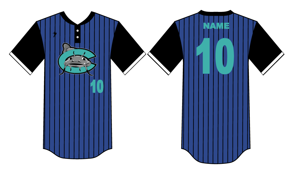 Mud Cats - Royal Blue Pinstripe Two-Button Jersey